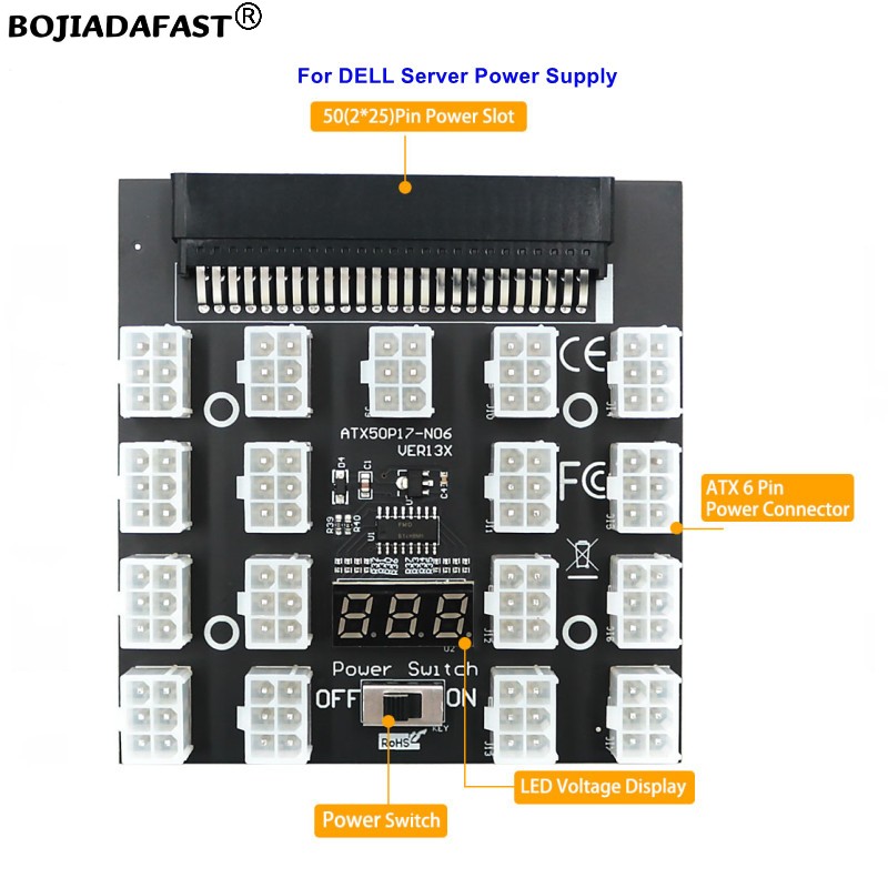 17 Ports PCI-E 6Pin Connector  – 2400W Server Psu Breakout Board Bewertung und Preis
